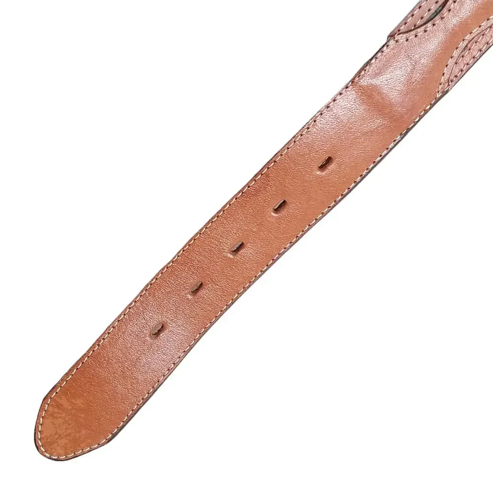 Vintage M&F Western Gaucho Polo Leather Belt Sz 28 Southwestern Embroidered